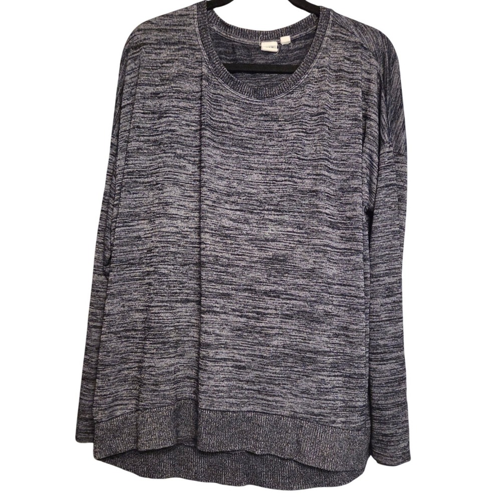Gap Long Sleeve Top Mens XL Navy Blue Space Dye Marled Soft Stretch Crew Neck